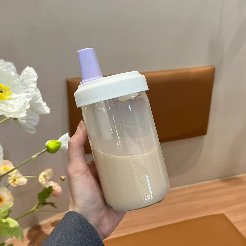 500/800ML Large-capacity Straw Cup, Food-grade Transparent PP Material,Portable Ins Style Water Cup, Juice Milk Tea Cup