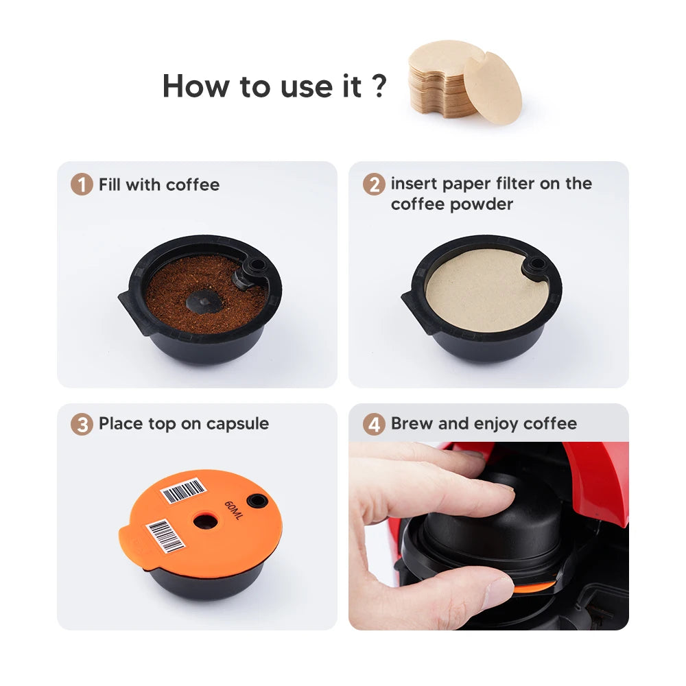 Icafildas Coffee Capsule Paper Filter for BOSCH -s Machine Tassimo Refillable Filter Maker Pod Disposable Paper Filters