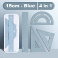 Deli 4Pcs Metal Ruler Set Multifunctional Straight Triangle Ruler Protractor Math Geometry Kit for School Kids Drawing Measuring