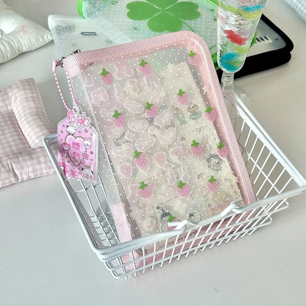 A6 Size Cute Stationery Storage Folder File PP Twill Zipper Pouch Document Bag Zip File Folder School Office Supplies