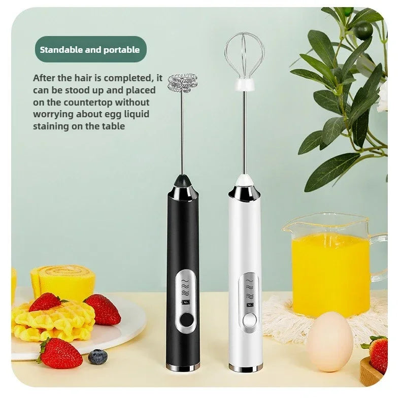 Egg Beater Handheld Electric Milk Frother Maker Drink Foamer Mixer Coffee Creamer Whisk Frothy Stirring Home Kitchen Gadgets