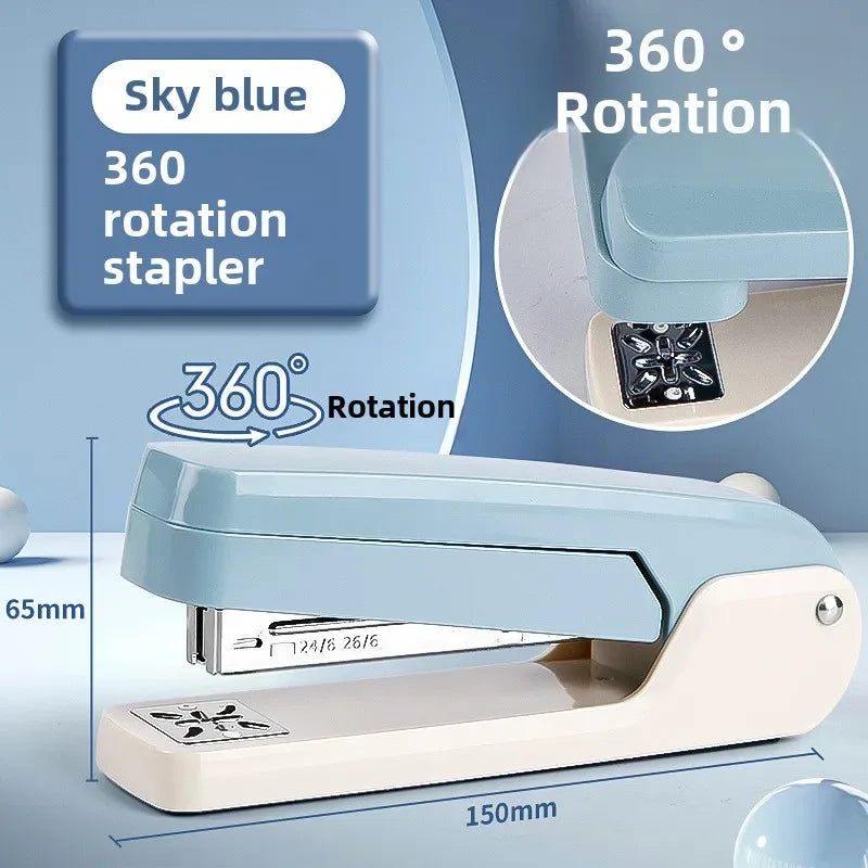 1-Piece 360° Rotatable Heavy Duty Stapler with Staple Remover: Large Capacity & Strong Clutch for Home and Office Use