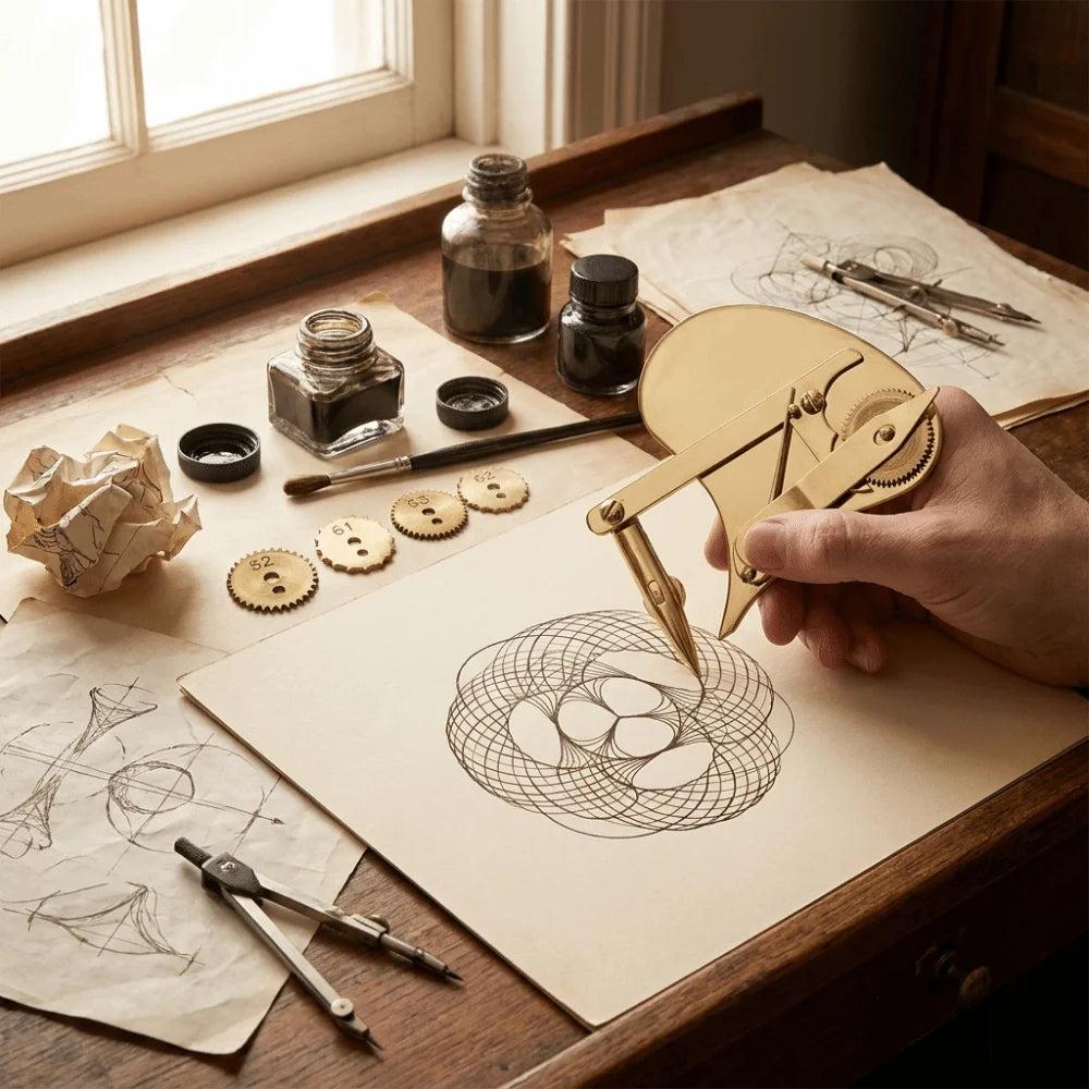 Vintage Precision Ruling Pen Set Solid Alloy Material Interchangeable Wheels Mechanical Gear Train Four Specifications