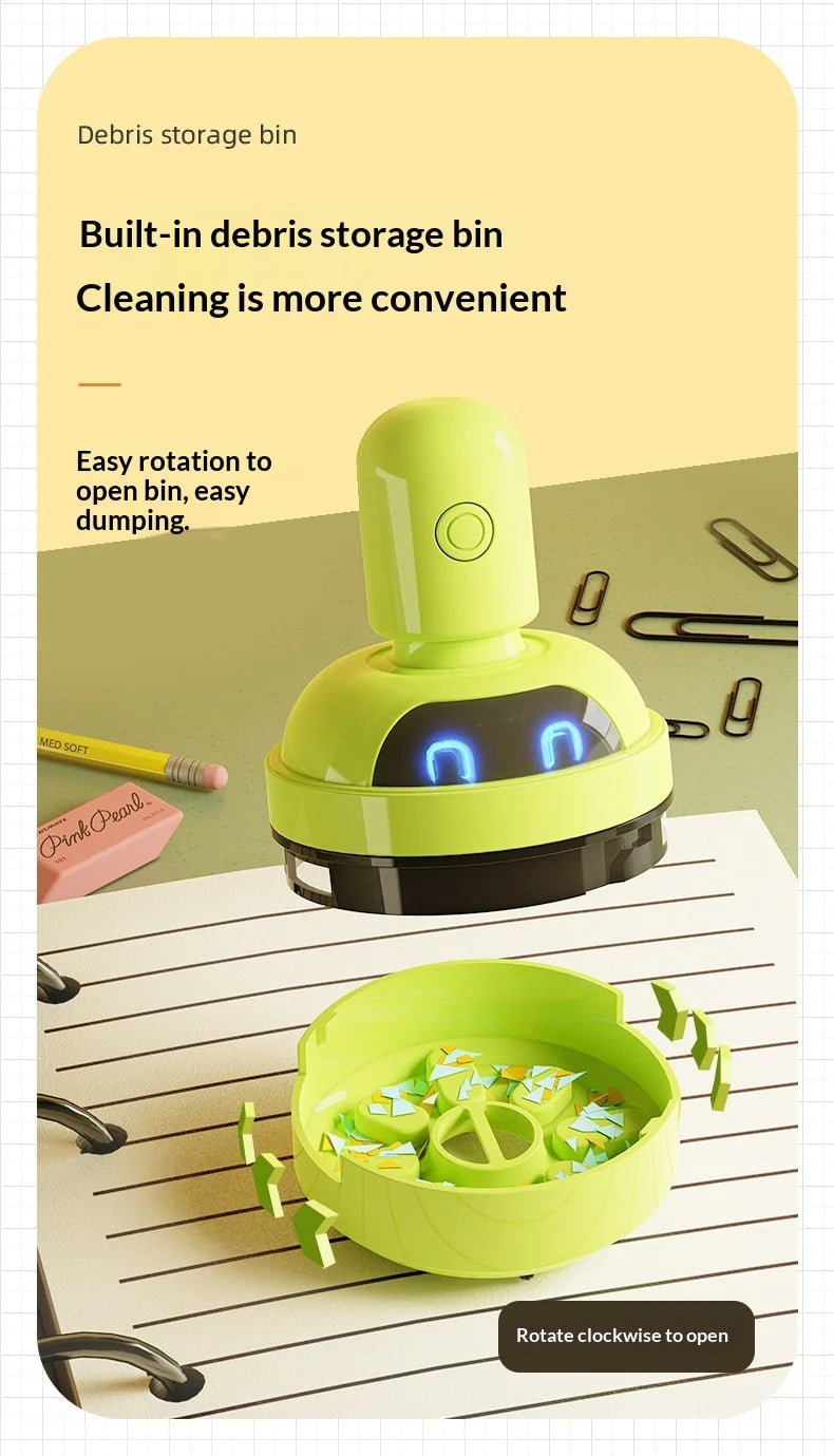 Desktop Cleaner Vacuum Cleaner Cartoon Mini Portable For Eraser Pencil Shavings Dust Cleaning For Keyboard Desk Table