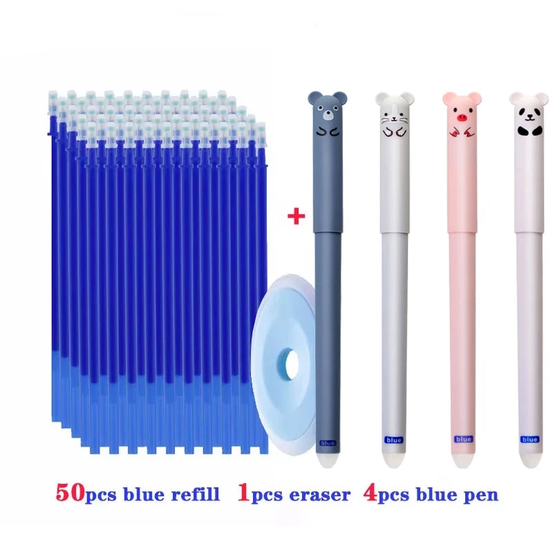 55pcs/lot Erasable Gel Pen 0.5mm Refill Rod Magic Ink Erasable Pen Washable Handle Office School Writing Tools Kawaii Stationery
