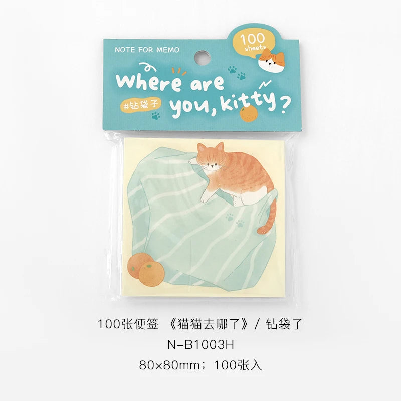 100sheets Cute Cat Memo Notes Creative Collage DIY Scrapbooking Aesthetic Material Paper School Office Supplies