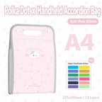 PP Accordion File Organizer Vertical Multi-Compartment Structure Expanding File Folder Portable Carry Handle Cute Pattern