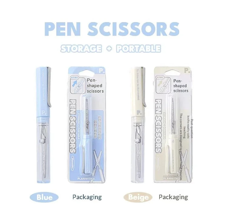 Planwith Stainless Steel Mini Folding Scissors Portable Creative Pen-Style Design DIY Paper-Cutting Art Tool School Office Supp