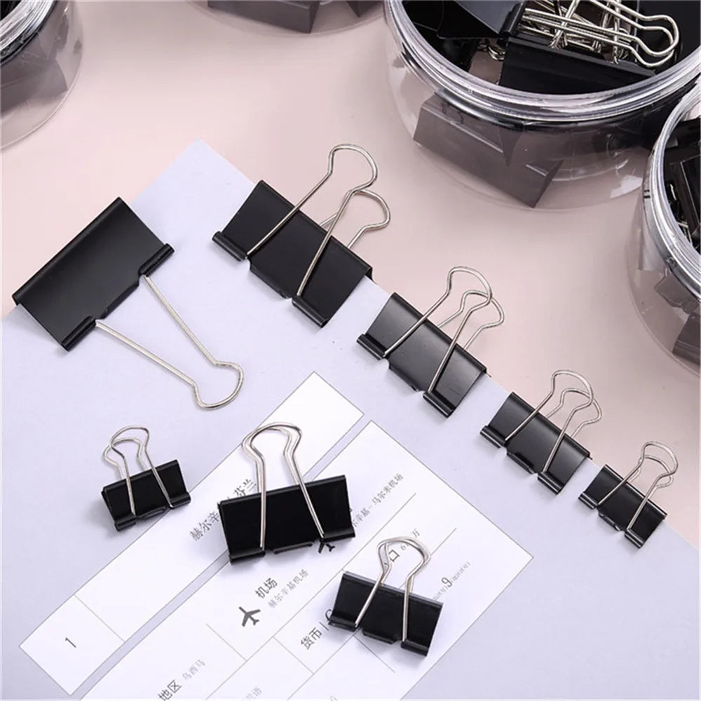 15mm/19mm/25mm/32mm/41mm/51mm Black Metal Binder Clips Long Tail Clip Folder Bookmark Paper Ticket Clip