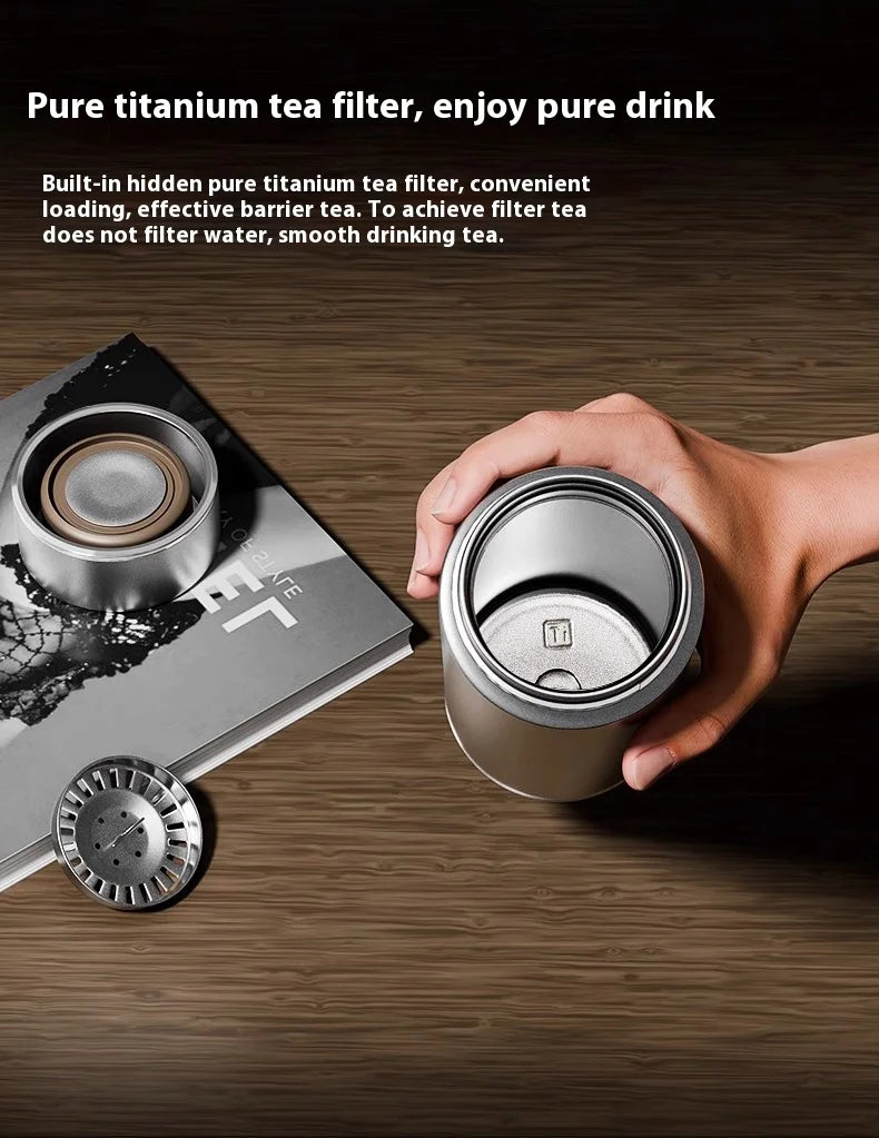 Gianxi Pure Titanium Insulated Cup Men'S And Women'S High-End Water Cup Portable Tea Cup Tea Water Separation Titanium Cup