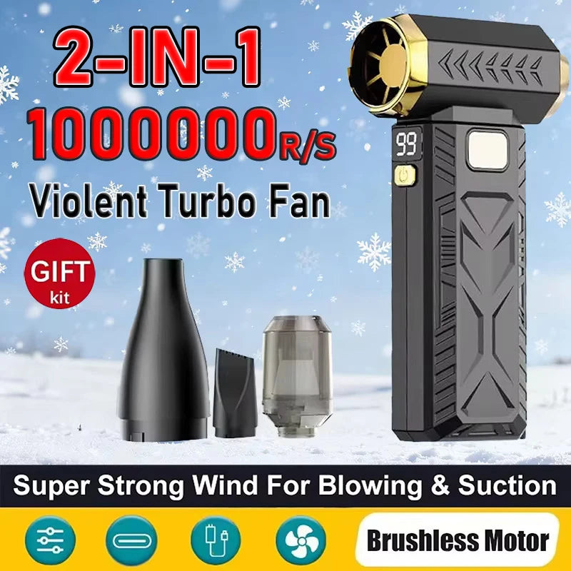 2026 New 1000000RPM Turbo Jet Blower 2in1 Super Powerful Air Blower Vacuum Dust Cleaner USB Rechargeable 65m/s Violent Blower