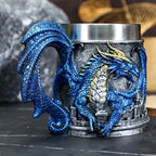 Valhalla Viking Stainless Steel Nordic Viking Barrel Dragon Boat Warrior Horn Skull Beer Mug Tankard Stein Cup 400 ML