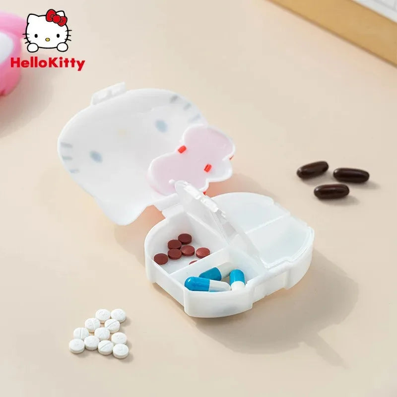 Sanrios Mini Pill Box Anime Figures Hellokitty Portable Pill Case Medication Organizer Cute Mymelody Cartoon Daily Dose Box Gift