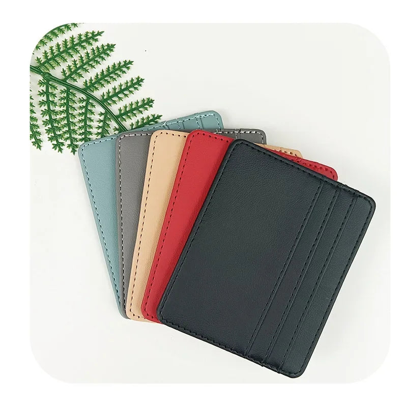 Fashion Slim PU ID Card Bag Credit Card Holder Men's Wallet Women's Wallet Mini Credit Card ID Card Bag Gift