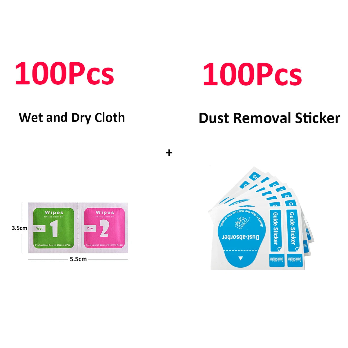 200Pcs Mobile Phone Screen Cleaning Wipes Wet Dry Alcohol Wipe Pack Clean Camera Lens Glass Optical Tablet Dust Removal Stickers