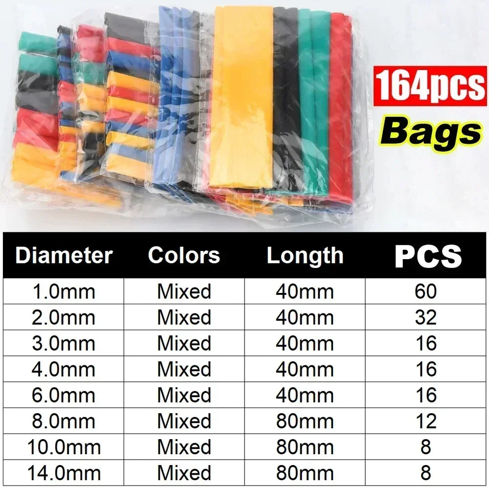 Heat Shrink Tubes Set Retractable for Cables Retractable Heat Pipe Wire Heat-shrinkable Sheath Case Tube Heat Shrink Tubing Set