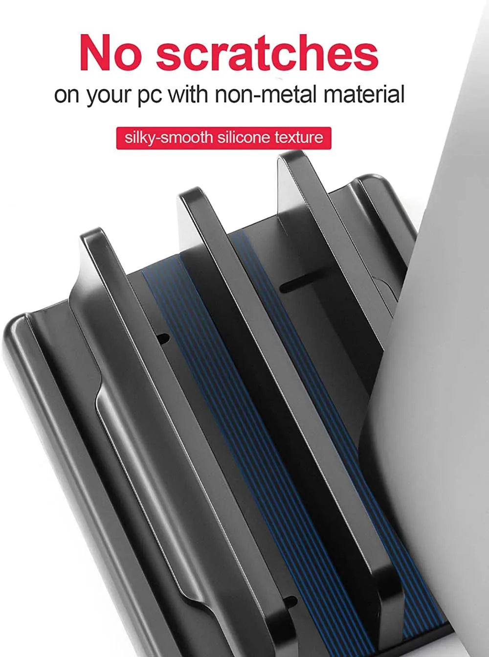 Dual-Slot Vertical Laptop Stand Holder Adjustable Double Desktop Notebook Dock Space-Saving for MacBook HP Dell Chrome Book iPad