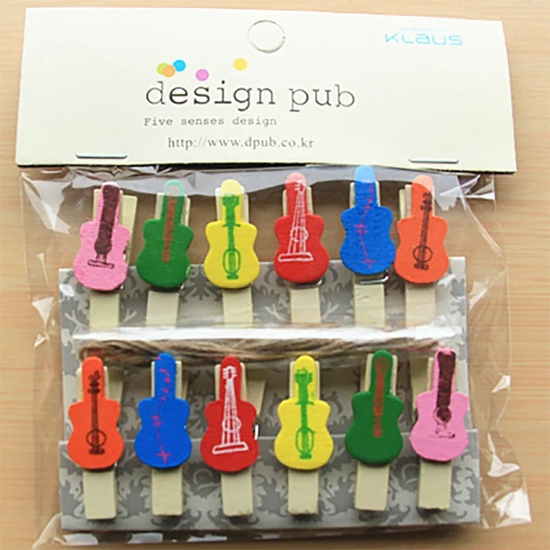10 Pcs/Lot Creative Cartoon Animal Wooden Clip With Hemp Rope Photo Paper Clothespin Craft Clips Party Decoration Clip