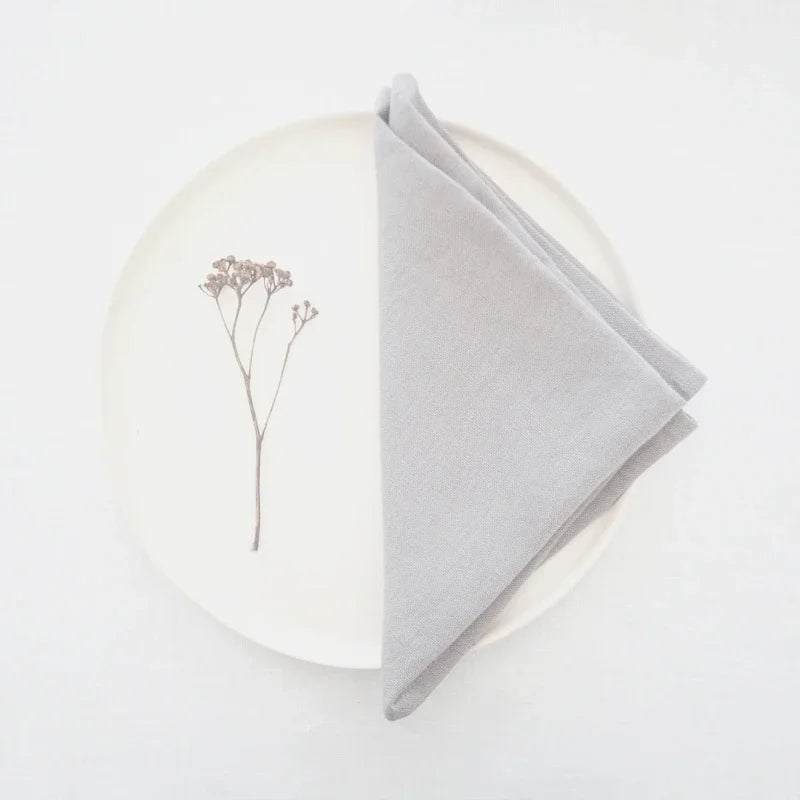 High Quality 100% Linen Napkins Restaurant Wedding Dinner Solid Color Cloth Pure Linen Classical Custom Home Table Napkin