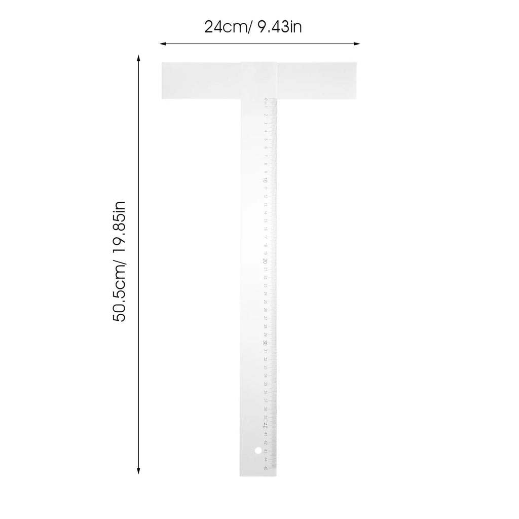 T Ruler 18 Inch Sturdy Crafting Square Lightweight Drafting Parallel Woodworking Measuring Tool Portable Precision Carpenter