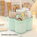 1pc 360 degree cute rotating pen holder, large capacity multifunctional desktop stationery storage box, stationery storage