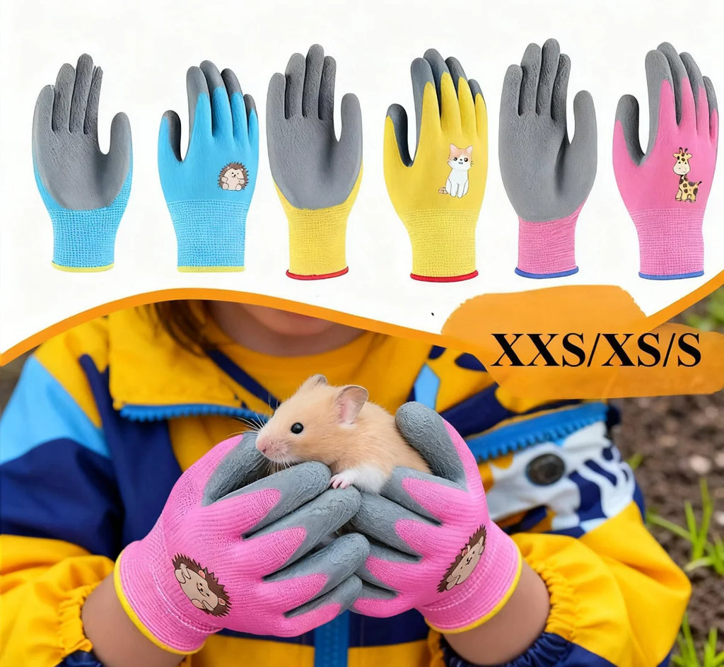 Kids Safety Protection Gloves Durable Waterproof Work Garden Non-Slip,Children Latex Gloves,Puncture-resistant,Kitchen