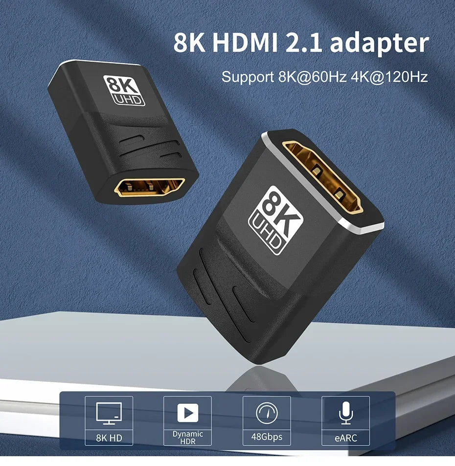 HDMI Extender 8K 60Hz 4K 120Hz Female to Female Connector HDMI 2.1 Cable Extension Converter HDMI-Compatible Adapter Coupler