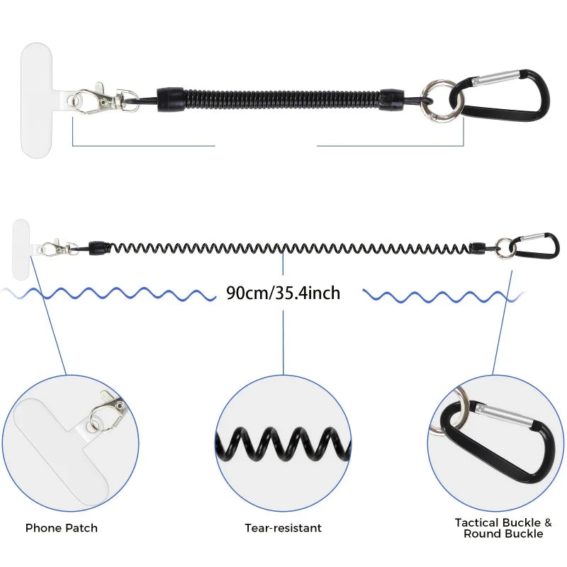Phone Tether Lanyard Anti Theft Phone Strap With Carabiner Protective Outdoor Skiing Hiking Cycling Fishing Climbing.