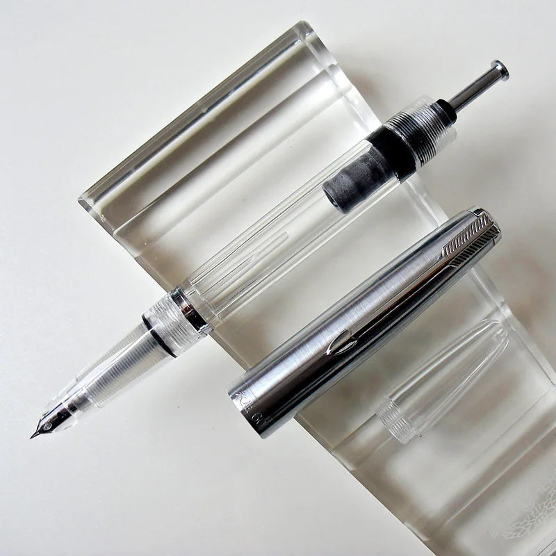 NEW Wingsung 601 Press Piston Fountain Pen Iridium EF/F Nib Steel Cap Vacumatic Resin Ink Pen School Stationery Office Supplies