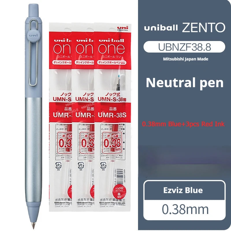 Japanese uni-ball ZENTO Gel Ink Pen Limited Flow Model Metal Push Ultra-Smooth Writing 0.38/0.5mm Signing for Students Business