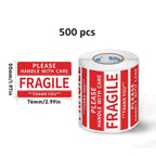 SINMARK 500/1000Pcs Fragile Warning Sticker Care Shipping Special Tag Useful Shipping Express Label Handle With Care Keep