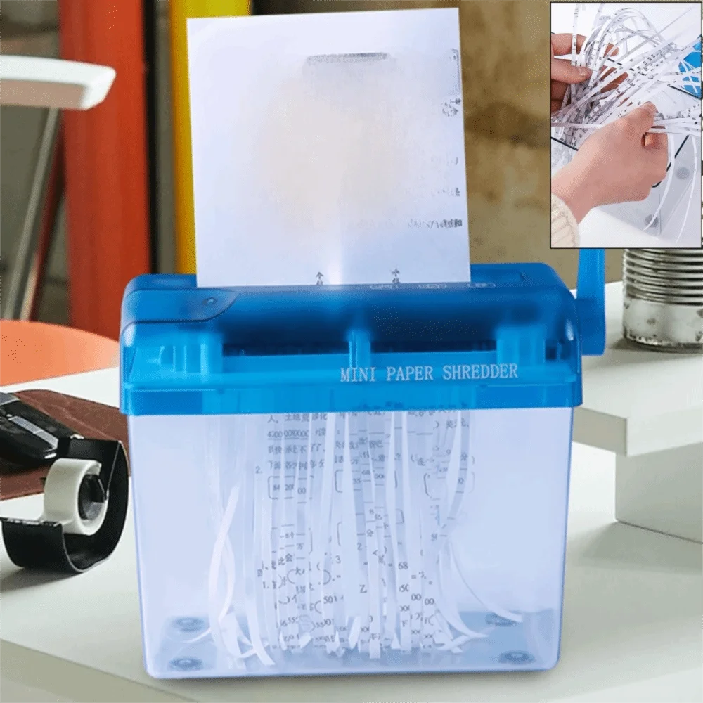 Professional Mini Manual Paper Shredder Hand Crank Non-slip Base Paper Sharper ABS Transparent Document Destroyer Office