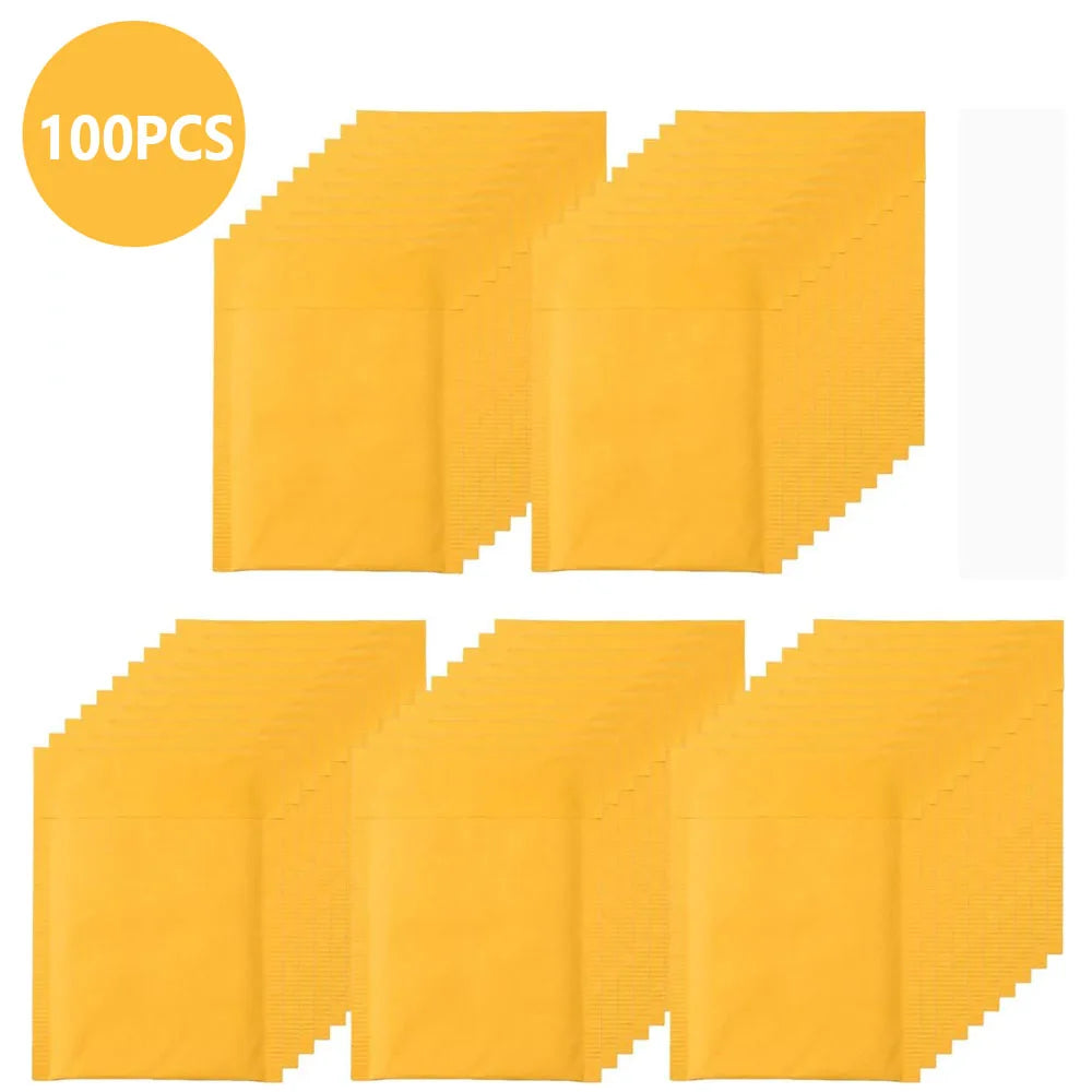 100pcs Bubble Envelope Sending Package Pouch Kraft Paper Packaging Supplies Mailer Small Business Delivery Mailing Shipping