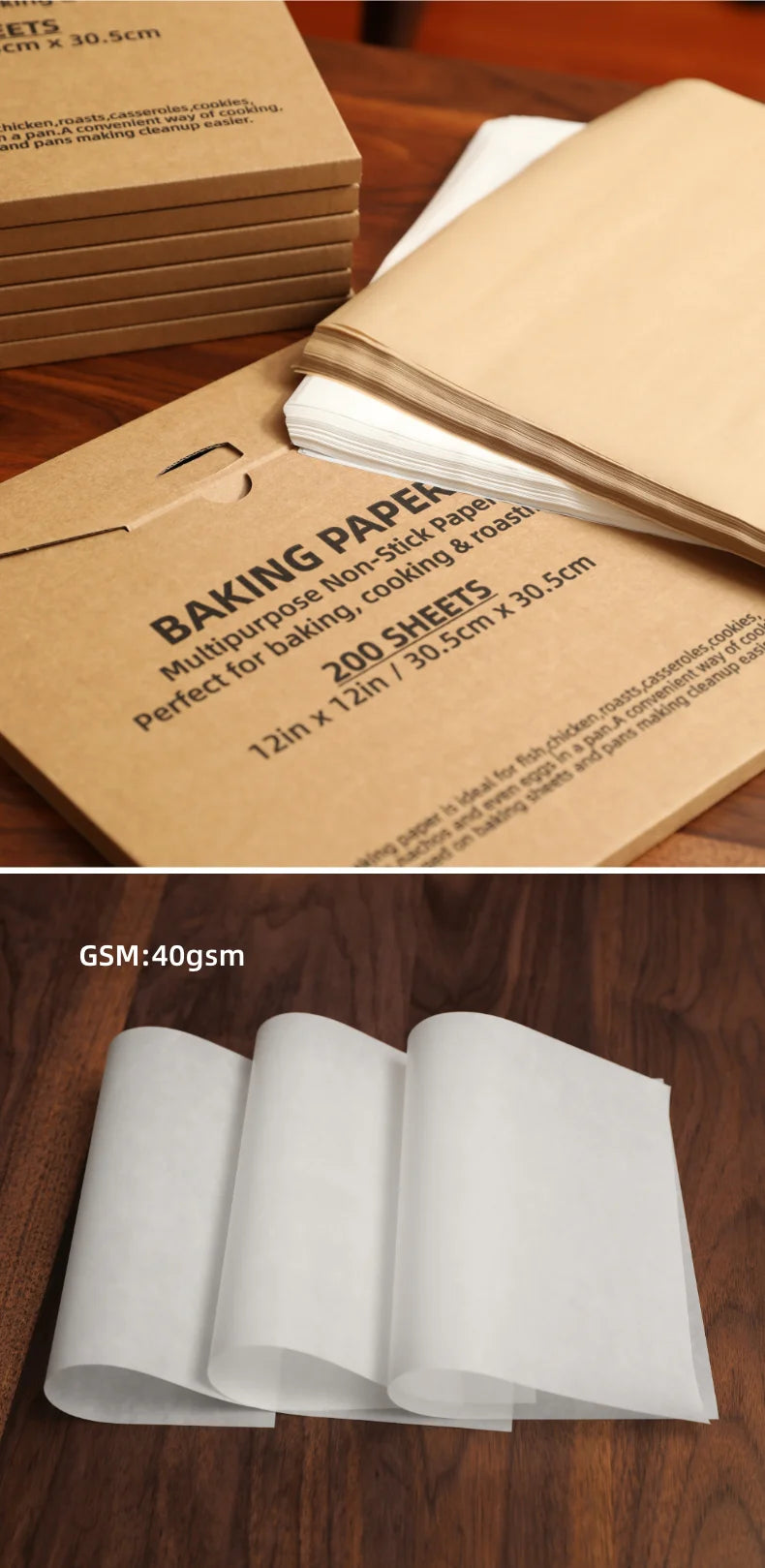 Parchment Paper Baking Paper Square Non-Stick Precut 4” to 12” Grilling Oven Air Fryer Steaming Burger Paper Baking Supplies