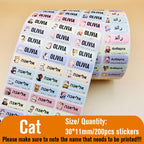 Custom Name Sticker Hebrew Waterproof Self-adhesive Baby Personalized Kids School Label Kindergarten Stationery Tag