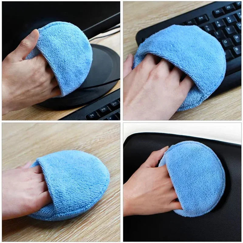 10Pcs Car Detailing Applicator Pads Car Care Waxing Polish Sponges Soft Microfiber Round Pocket Foam Sponges Car Cleaning Tools