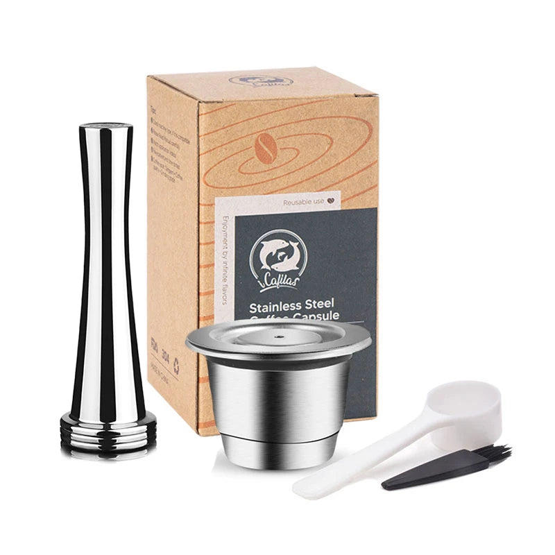 Reusable Nespresso Coffee Capsules Cup Stainless steel Refillable Coffee Capsule Refilling Filter Coffeeware