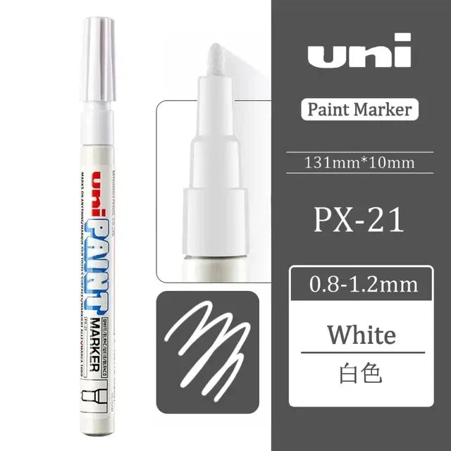 1pcs Japan UNI Paint Marker PX-21 Color Oil-based Permanent 0.8-1.2mm Tire Touch Up Painting Waterproof Graffiti Art Supplies