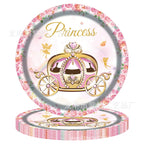 Pink Princess Castle Tableware Set Dessert Plates Cups tablecolth Balloon Banner Girls favorite Birthday Adult Wedding Decoratio