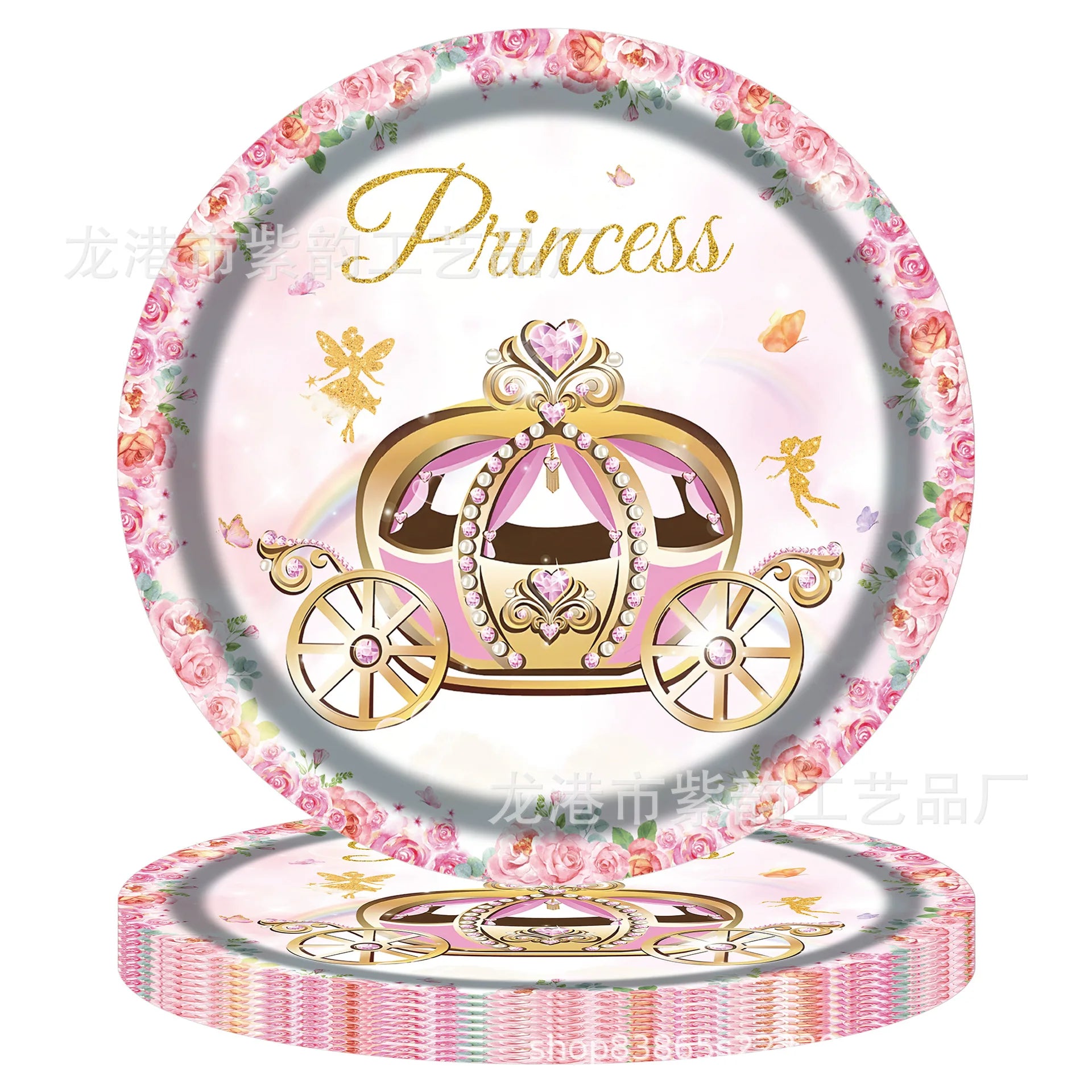 Pink Princess Castle Tableware Set Dessert Plates Cups tablecolth Balloon Banner Girls favorite Birthday Adult Wedding Decoratio