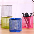 Multifunction Round/Square Mesh Pen Pot Multicolor Pen Holder Desk Tidy Stationery Organiser Pencil Storage Stationery Organiser