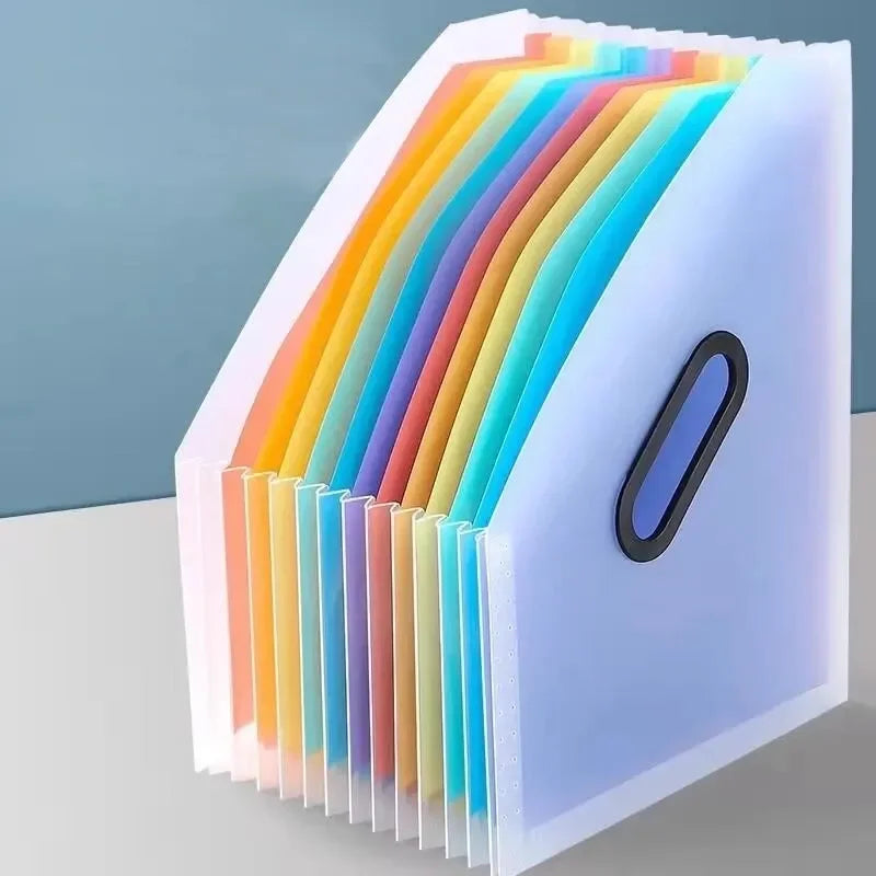 13 Grid Vertical Portable Expandable Accordion Bag Multi-Layer Paper Storage Bag Student Special Office Folder for File Stora