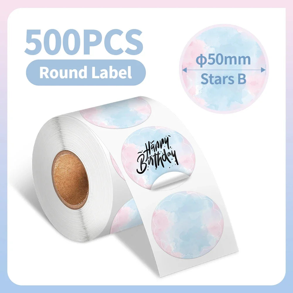 500-1000 Pcs Phomemo Thermal Label Paper Round Sticker Waterproof Label for Gift Kids Stickers School Supplies for 241 Printer