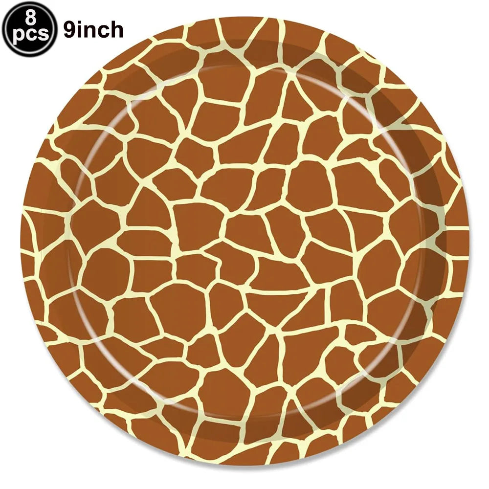 Jungle Safari Wild Animal Party Supplies Disposable Jungle Zoo Animal Print Paper Plates Napkins for Birthday Party Baby Shower