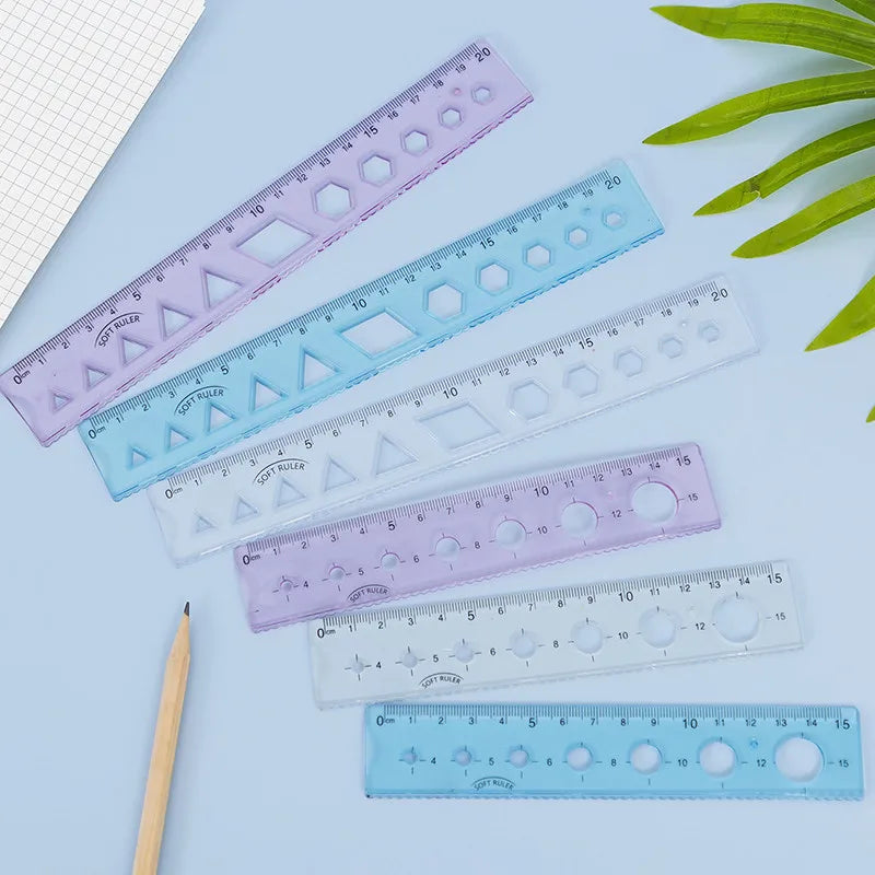 Soft Ruler Set Creative Measure Tool Can Bend Transparent Ruler Students Geometry Math Drawing Stationery School Office Supplies