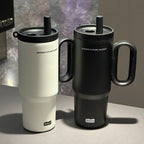 720ML Stainless Steel Thermos Cup with Straw & Handle Ice Coffee Drink Vacuum Insulated Cup Car Travel Outdoor Water Bottle