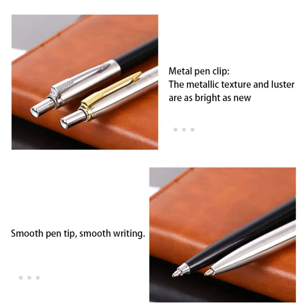 Metal Ballpoint Pen Press Tyle Business Fountain Pen with Blue/Black Ink Refill Students Gift Neutral Pen School Office Supplies