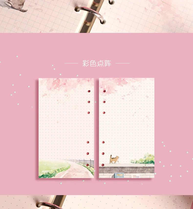 A6 80Sheet Cute Colorful Loose-leaf Replacement Line Grid Blank Point Paper Refill Inner Page Inner Page Inside Stationery