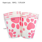 Pink Dog Paw Birthday Party Decor Disposable Tableware Gift Bag Backdrop Cake Topper Banner Plate for Kid Girl Party Supplie Set