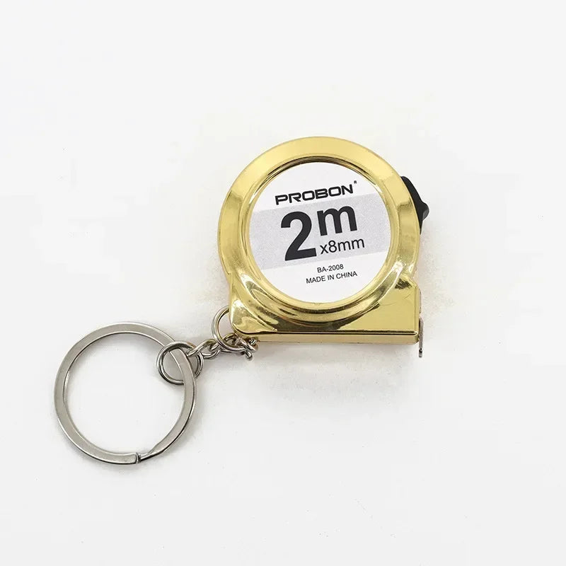 Mini Tape Measure 2m Retractable Portable Keychain Design Mild Steel Small Measuring Tool for DIY Crafting Sewing Household